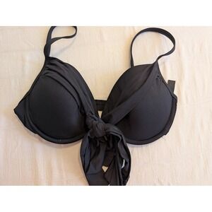 La Blanca Black‎ Tie Front Underwire Bikini Swim Top Women's Size 10